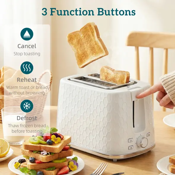 HOMCOM Kettle and Toaster Set, 1.7L 3000W Rapid Kettle with Limescale Filter, 2 Slice Toaster with 7 Browning Controls, Cream - 7