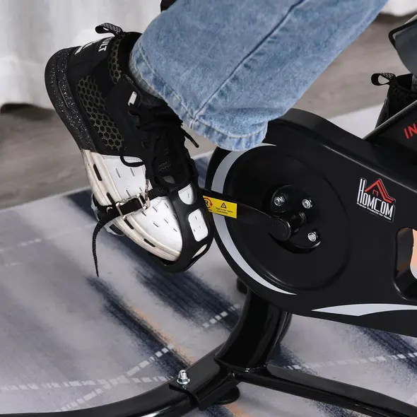 HOMCOM Indoor Stationary Exercise Bike 6kg Flywheel Fitness Cardio Workout Bke Trainer for Home Gym w/ Adjustable Resistance LCD Monitor Pad and Bottle Holder Black - 9