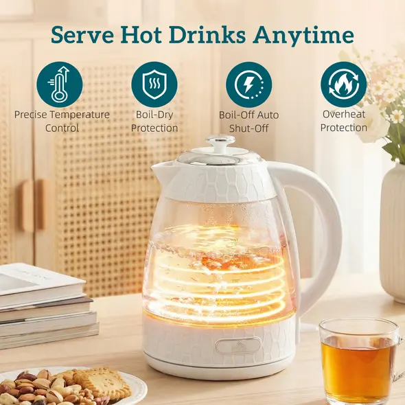 HOMCOM Kettle and Toaster Set, 1.7L 3000W Rapid Kettle with Limescale Filter, 2 Slice Toaster with 7 Browning Controls, Cream - 5