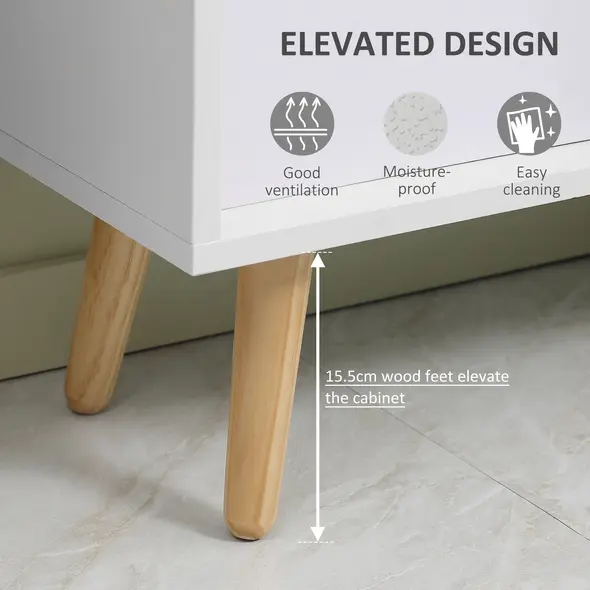 HOMCOM Freestanding 6 Cube Unit Cabinet Unit w/ 3 Fabric Drawers Handles Home Office Storage Shelves White - 5