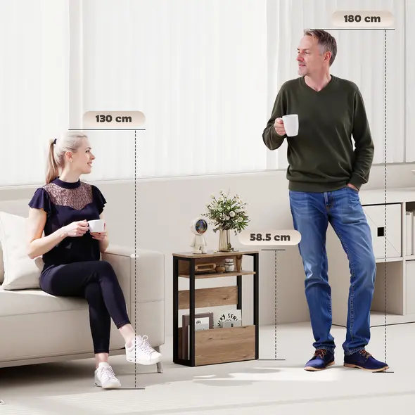 HOMCOM Industrial-Style Side Table - Black/Walnut Brown - 4