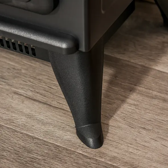 HOMCOM Freestanding Electric Fireplace Indoor Heater Glass View Log Wood Burning Effect Flame Portable Fireplace Stove 950/1850W Black - 7