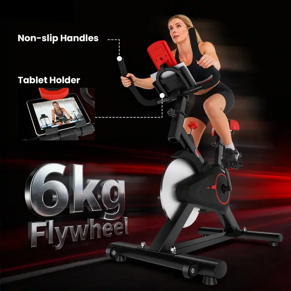 HOMCOM Indoor Upright Exercise Bike Machine, with Adjustable Seat, Resistance, Handlebar, LCD Display - 9