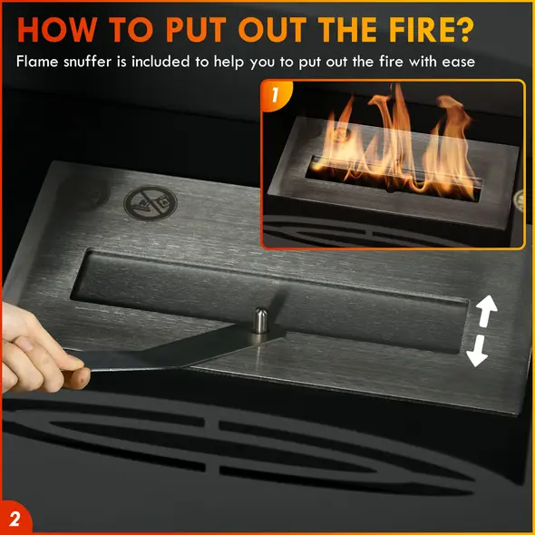 HOMCOM Freestanding Ethanol Fireplace, Steel Bioethanol Fireplace with Stainless Steel Flame Snuffer, 0.9L Tank, 3 Hours Burning Time for Indoor, Black - 5