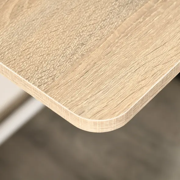 HOMCOM Home Office Chair and Computer Desk Set, Faux Leather Desk Chair with Swivel Wheels, Study Desk with Storage Shelf, White - 8