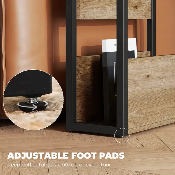 HOMCOM Industrial-Style Side Table - Black/Walnut Brown - 7