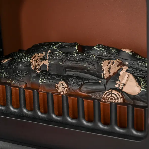 HOMCOM Freestanding Electric Fireplace Indoor Heater Glass View Log Wood Burning Effect Flame Portable Fireplace Stove 950/1850W Black - 8