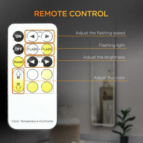 HOMCOM Full-Length Mirror, 160 x 40 cm, Wall Mounted, Freestanding Floor Mirror with LED Lights and Remote Control, Dimming & 3 Colour Modes, for Bedroom, Black - 7