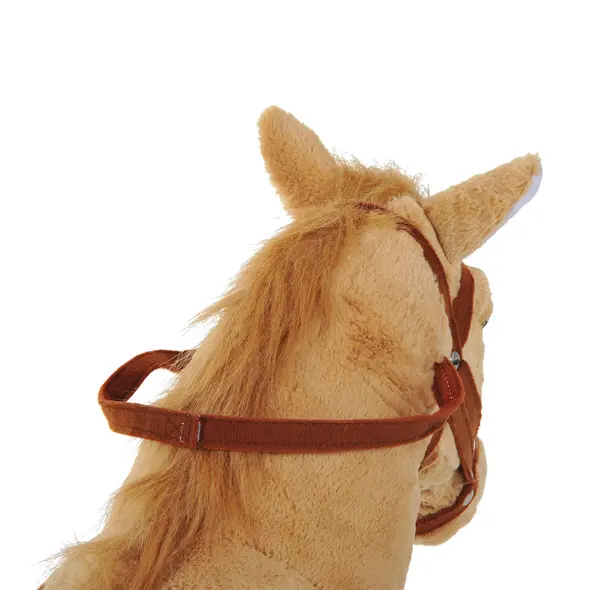 HOMCOM Kids Ride On Standing Horse Cuddly Toy Children Plush Soft Pony Gift w/ Neigh Sound or 2 Years and Up Beige - 9