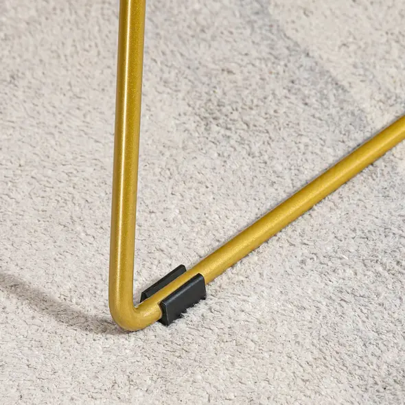 HOMCOM Luxurious Dining Chairs Set of 2, Metal Wire Kitchen Chair with Removable Velvet-feel Cushion, Cut-out Back and Steel Frame for Dining Room, Gold Tone - 8