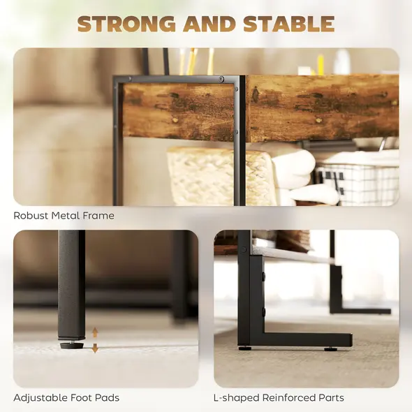 HOMCOM Lift-Top Coffee Table, with Storage - Rustic Brown - 7