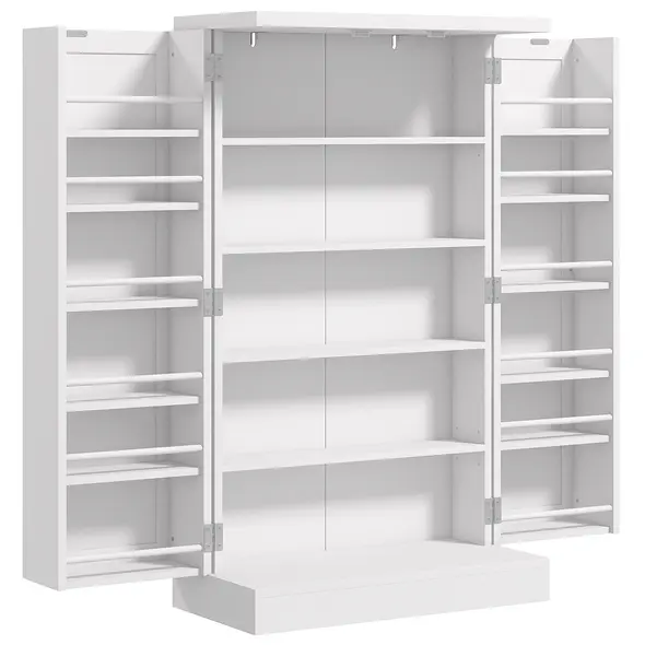 HOMCOM Kitchen Cupboard 6-tier Door Racks Freestanding Multi-Storage with Adjustable Shelves, White - 1