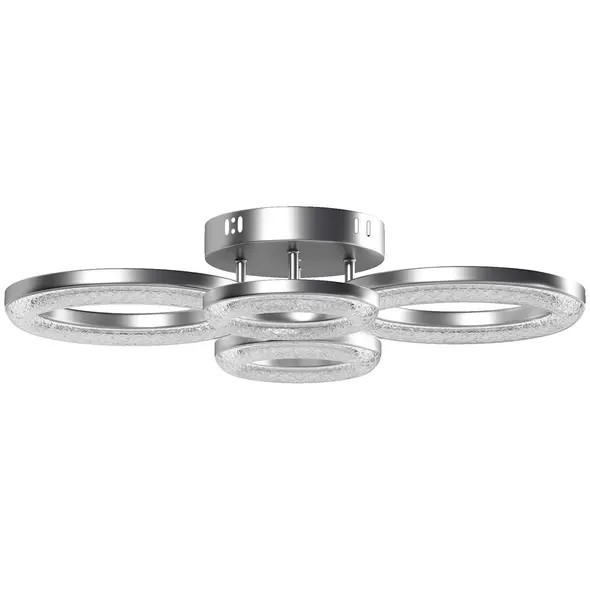 HOMCOM LED Ceiling Light, Modern 4 Rings Ceiling Lamp with Wall Switch Control, 40W 4350lm Flush Mount Ceiling Light with 3500K/4500K/6000K Colour Temperatures for Living Room, Bedroom, Silver Tone - 1