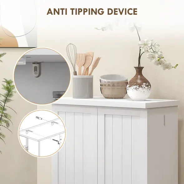 HOMCOM Kitchen Cupboard 6-tier Door Racks Freestanding Multi-Storage with Adjustable Shelves, White - 7