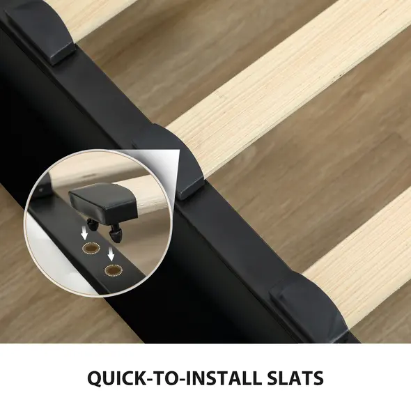 HOMCOM King Size Ottoman Bed Frame, with Front Drawer - Black - 7