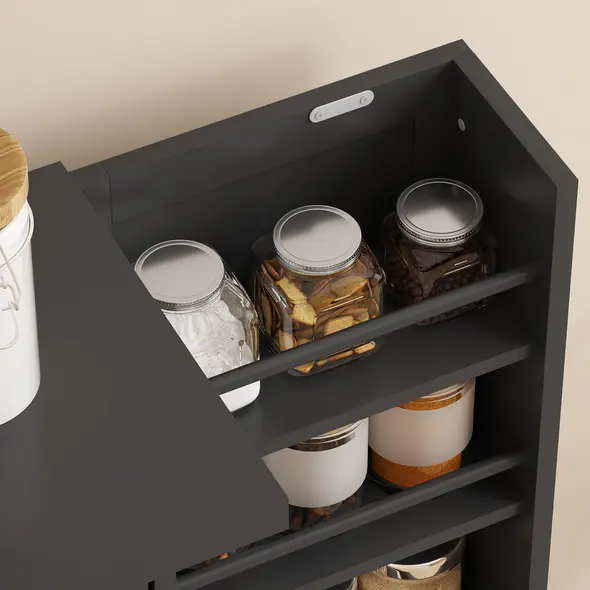 HOMCOM Kitchen Cupboard, Freestanding Multi-Storage Kitchen Pantry Cabinet with Adjustable Shelves, Black - 9