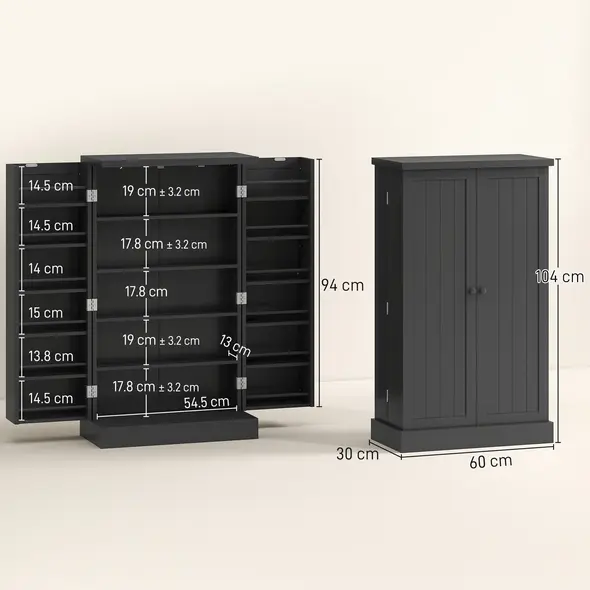 HOMCOM Kitchen Cupboard, Freestanding Multi-Storage Kitchen Pantry Cabinet with Adjustable Shelves, Black - 3