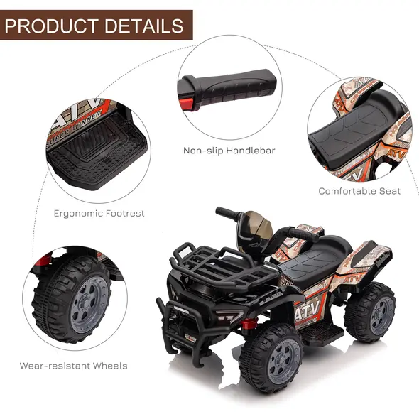 HOMCOM Kids Ride-on Four Wheeler ATV Car with Real Working Headlights for 18-36M - 5