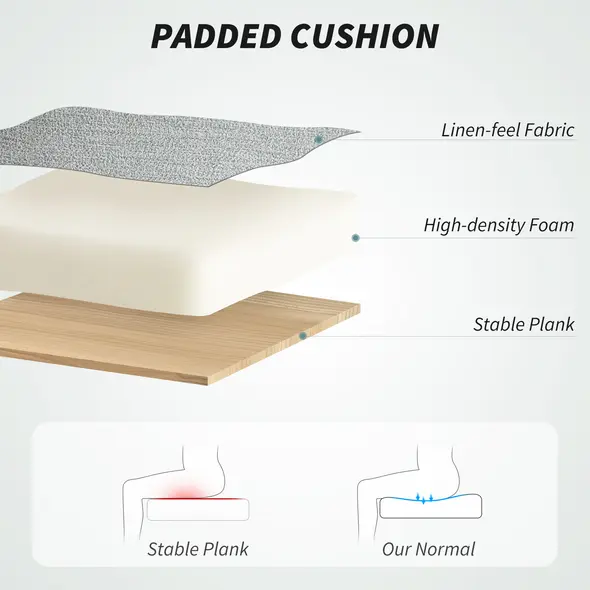 HOMCOM Linen-Look Double-Padded Office Chair - Grey - 5