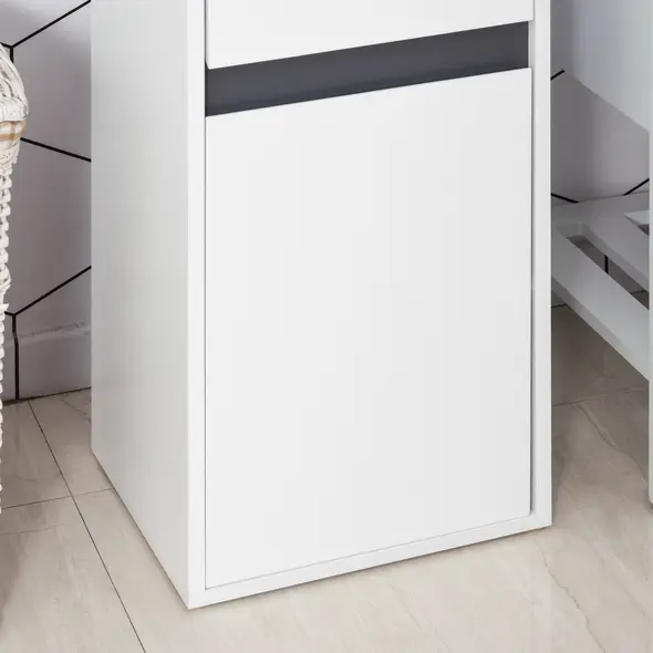 HOMCOM MDF Tri-Compartment Bathroom Storage Cabinet White - 8