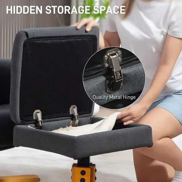 HOMCOM Linen-Look Recliner, with Storage Ottoman - Grey - 5