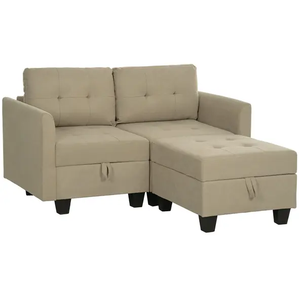HOMCOM 'L' Shape Modular Storage Sofa - Light Brown - 1