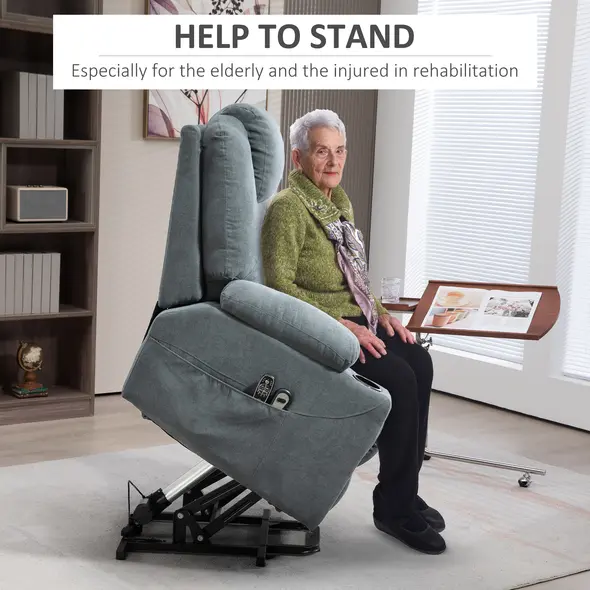 HOMCOM Lift-And-Recline Massage Armchair, with Heat - Grey - 4