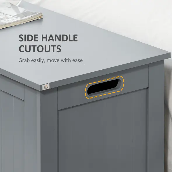 HOMCOM Large Storage Box Toy Chest Cabinet Container Unit Organizer with Lid & Safety Hinges, Grey - 6