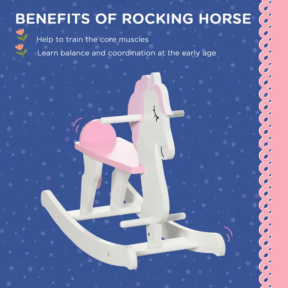 HOMCOM Kids Rocking Horse, with Handlebar, Foot Pedal - Pink - 5