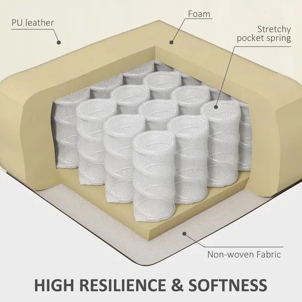HOMCOM Manual Reclining Chair, Recliner Armchair with Swivel, Faux Leather, Footrest, Cup Holders, 86x93x102cm, Cream - 7