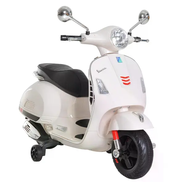 HOMCOM Kids Ride On Vespa Motorcycle W/LED Lights - White - 1