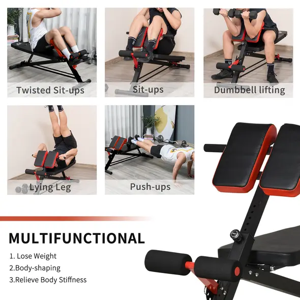 HOMCOM Multifunction Weight Bench with 2 Dumbbells, 7-Level Adjustable Hyper Extension Sit-up Bench - 5