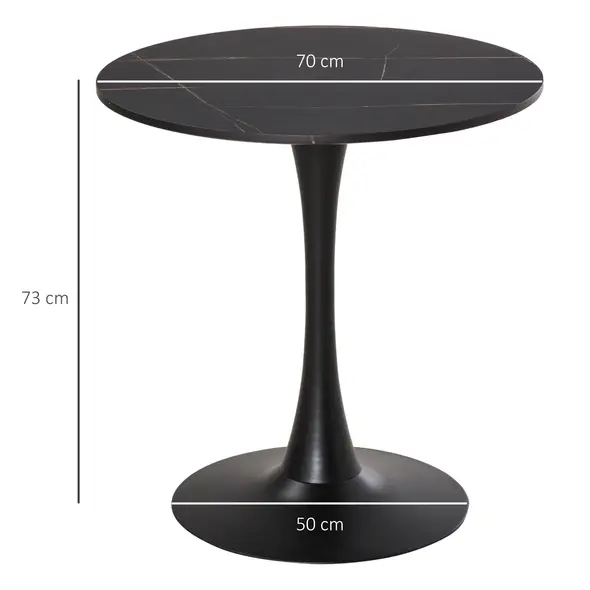 HOMCOM Modern Round Dining Table Leisure Coffee Bistro Table with Metal Base for Kitchen & Dining Room Black - 3