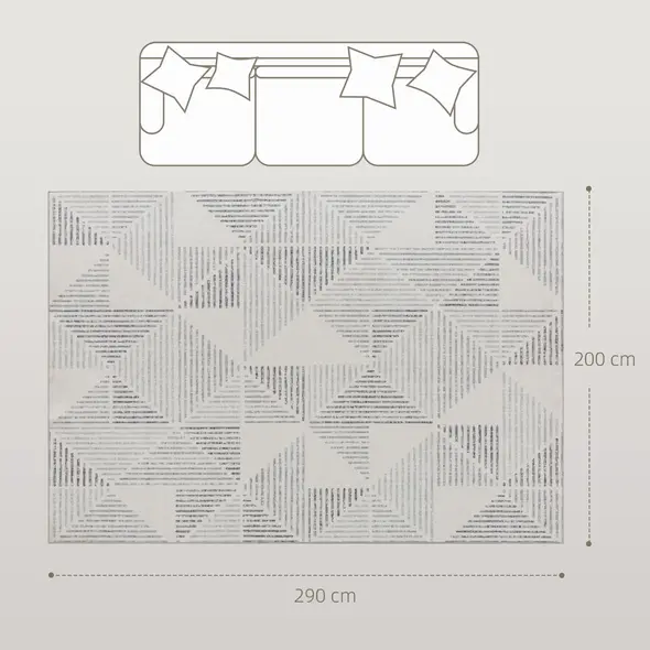 HOMCOM Modern Area Rug, Geometric Pattern Non-Slip Washable Rug, Soft Floor Carpet for Living Room, Bedroom, Dining Room, Home Office, 290 x 200 cm, Grey - 3