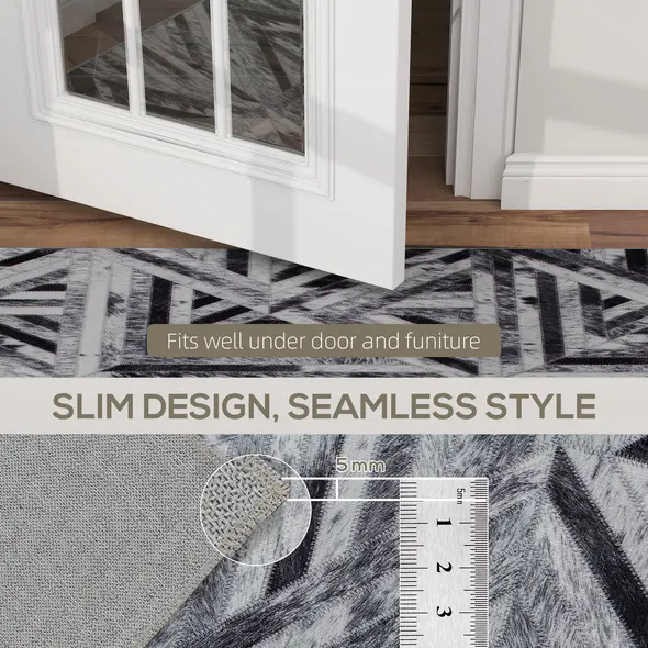 HOMCOM Modern Area Rug, Triangle Pattern Non-Slip Washable Rug, Chenille Floor Carpet for Living Room, Bedroom, Dining Room, Home Office, 170 x 120 cm, Black - 7