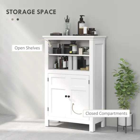 HOMCOM Multi-Storage Modern Bathroom Cabinet - White - 4