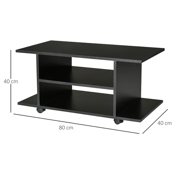HOMCOM Modern TV Cabinet Stand Storage Shelves Table Mobile Bedroom Furniture Bookshelf Bookcase Black - 3