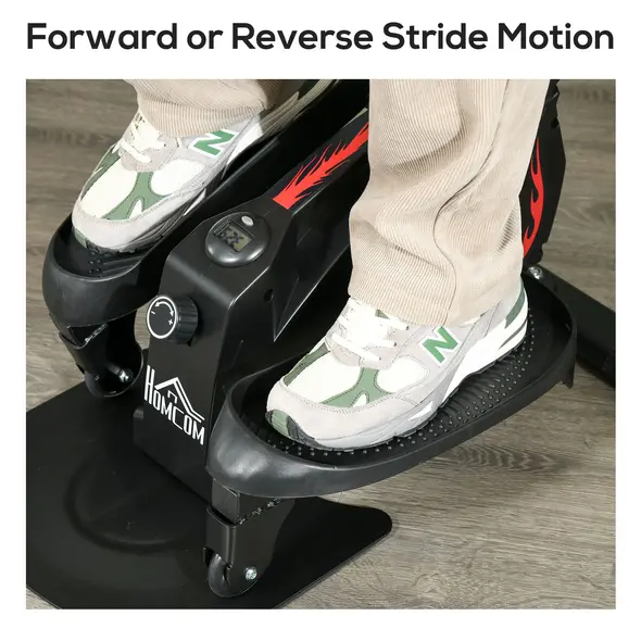 HOMCOM Mini Manual Elliptical Bike, Compact Elliptical Cross Trainer Fitness Workout w/ LCD Monitor, Anti-Slip Pedals, Adjustable Resistance for Home Office - 7