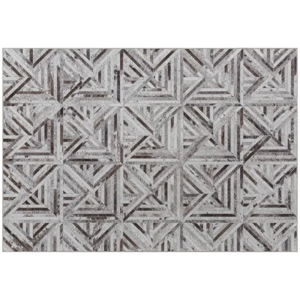 HOMCOM Modern Area Rug, Triangle Pattern Non-Slip Washable Rug, Chenille Floor Carpet for Living Room, Bedroom, Dining Room, Home Office, 170 x 120 cm, Brown - 1