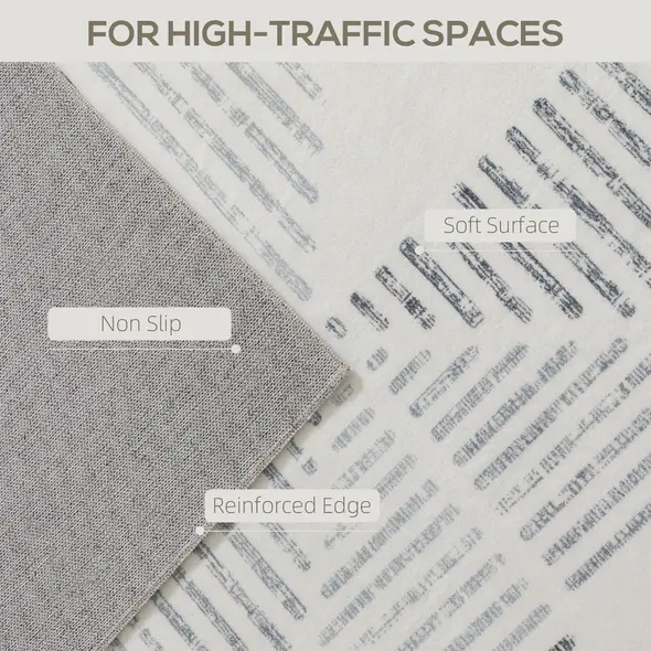 HOMCOM Modern Area Rug, Geometric Pattern Non-Slip Washable Rug, Soft Floor Carpet for Living Room, Bedroom, Dining Room, Home Office, 290 x 200 cm, Grey - 4