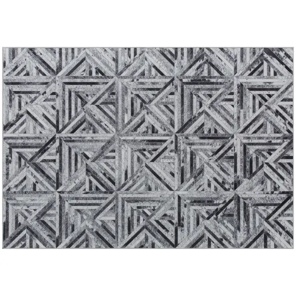 HOMCOM Modern Area Rug, Triangle Pattern Non-Slip Washable Rug, Chenille Floor Carpet for Living Room, Bedroom, Dining Room, Home Office, 290 x 200 cm, Black - 1