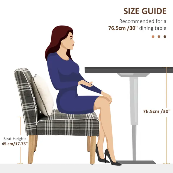 HOMCOM Modern Dining Chairs Set of 2, Accent Chair with Patterned Upholstery, Throw Pillows and Rubber Wood Legs, for Kitchen Living Room, Grey - 7