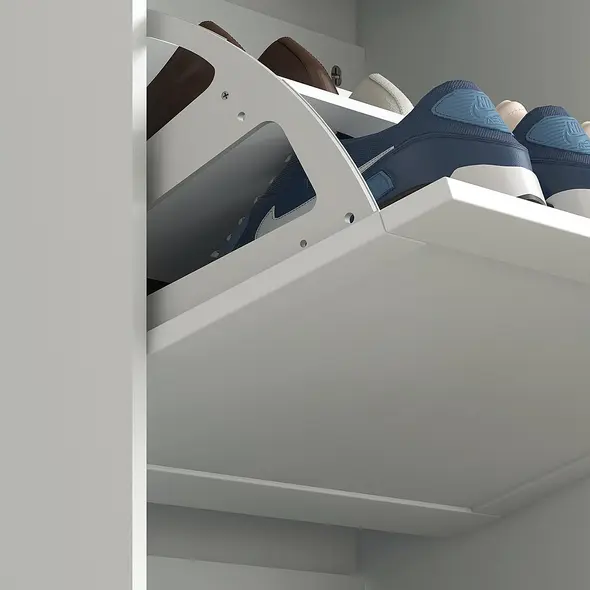 HOMCOM Modern Compact Three-Drawer Shoe Storage Cabinet - White - 9