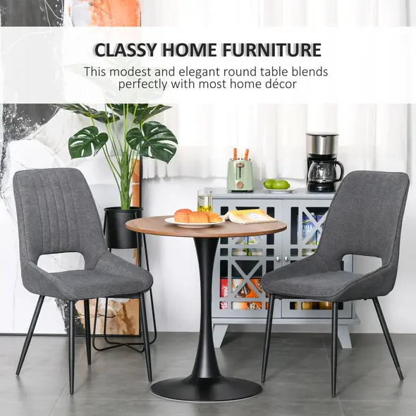 HOMCOM Modern Round Dining Table Leisure Coffee Bistro Table with Metal Base for Kitchen & Dining Room Brown - 4