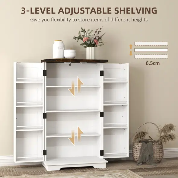 HOMCOM Multi-Storage Farmhouse Style Cabinet - White - 5