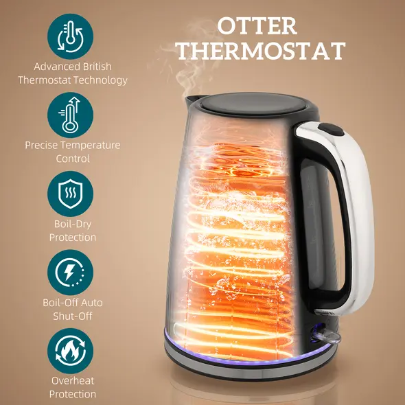 HOMCOM Modern Kettle and Toaster Set - Black - 4