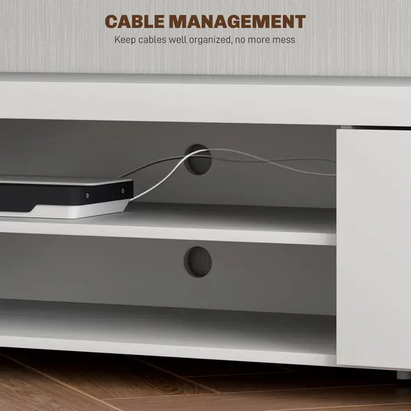HOMCOM Modern TV unit Cabinet Entertainment Centre for TVs up to 90" w/ Cabinet Shelf for Living room Bedroom White - 5