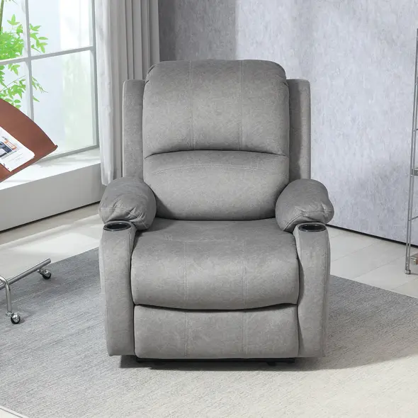 HOMCOM Microfibre Manual Reclining Armchair, with Footrest - Grey - 8