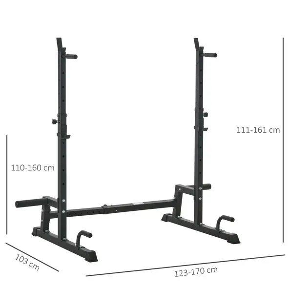 HOMCOM Multifunction Barbell Squat Rack Stand Heavy-Duty Strength Training Dumbbell Rack Adjustable Height Weight Lifting Bench Press Dip Station for Home Gym, Black - 3
