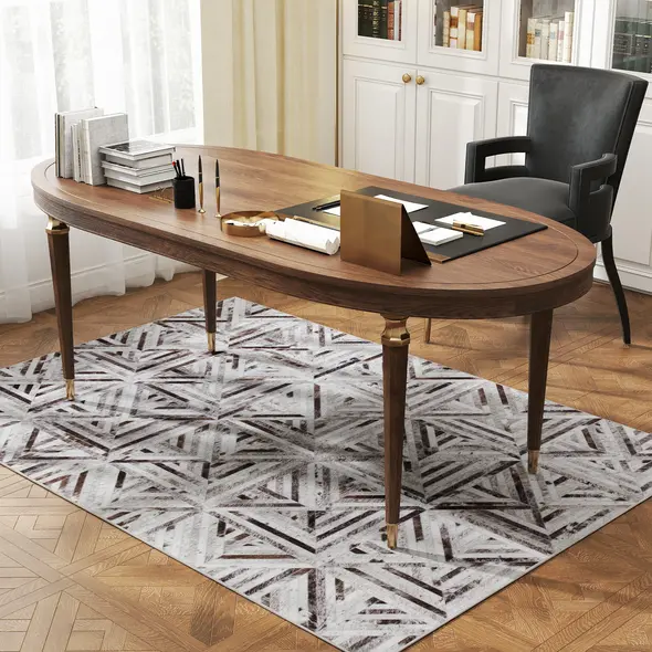 HOMCOM Modern Area Rug, Triangle Pattern Non-Slip Washable Rug, Chenille Floor Carpet for Living Room, Bedroom, Dining Room, Home Office, 170 x 120 cm, Brown - 9